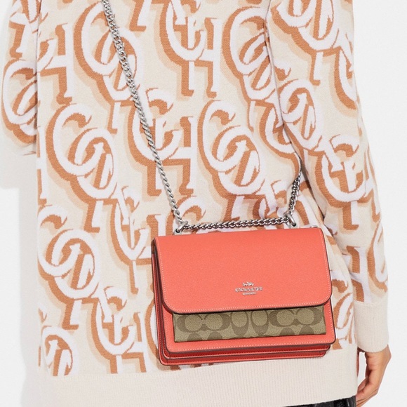 Coach 91019 Klare Crossbody In Signature Canvas IN Khaki Tangerine - Picture 3 of 5